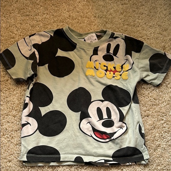 Zara Other - Zara Kids Mickey Mouse Tee - Green & Black